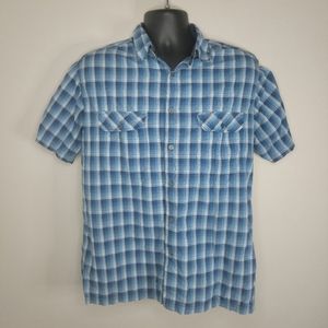Kuhl Blue Plaid Nylon Short Sleeve Shirt